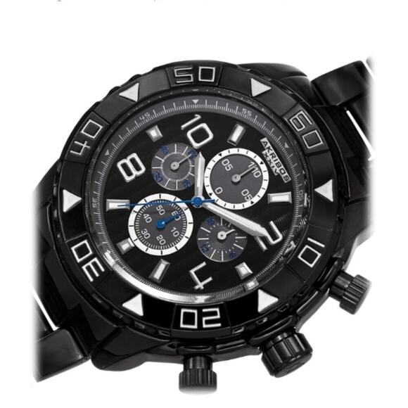 MEN'S WATCH AKRIBOS XXIV QUARTZ CHRONOGRAPH ETCHED-PATTERN DIAL STRAP STAINLESS - Picture 5 of 5